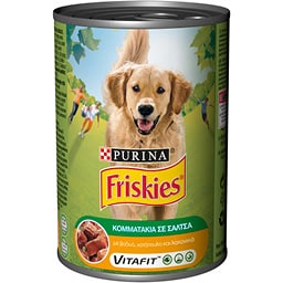 FRISKIES | ΥΓΡΗ ΤΡΟΦΗ ΚΟΝΣΕΡΒΑ ΓΙΑ ΕΝΗΛΙΚΟΥΣ ΣΚΥΛΟΥΣ ME ΒΟΔΙΝΟ ΚΟΤΟΠΟΥΛΟ ΛΑΧΑΝΙΚΑ 400 GR