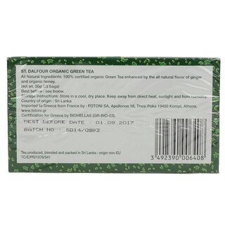 ST.DALFOUR | TEA ΒΙΟΛΟΓΙΚΟ ΠΡΑΣΙΝΟ ΜΕ GINGER 25 ΦΑΚΕΛΑ X 2 GR