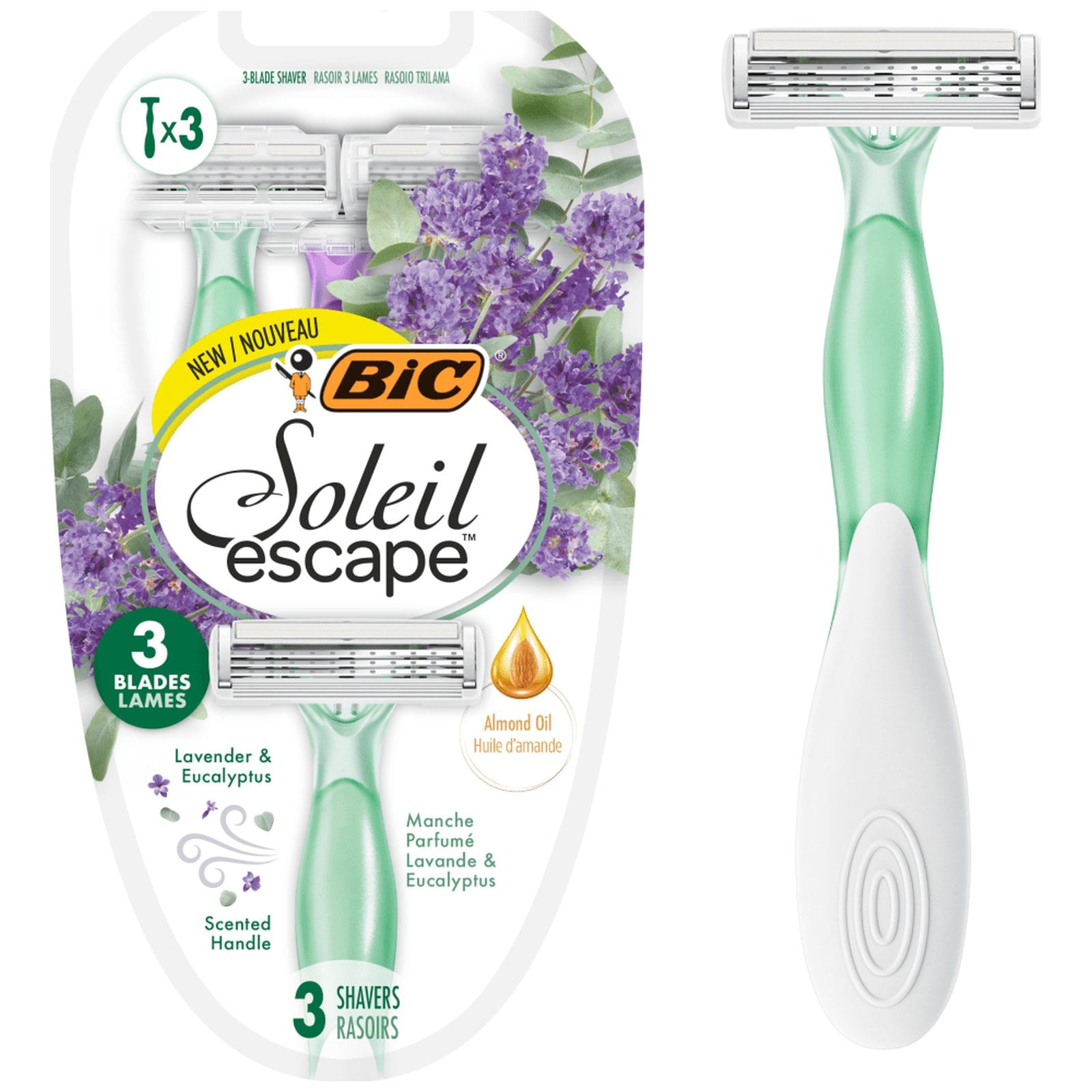 BIC Ξυραφάκια Soleil Escape Λεβάντα & Ευκάλυπτος 3 Τεμάχια