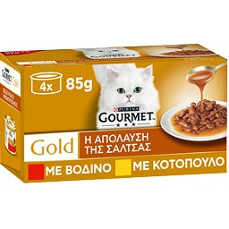 GOURMET | Γατοτροφή Gourmet Gold Βοδινό & Κοτόπουλο 4x85g