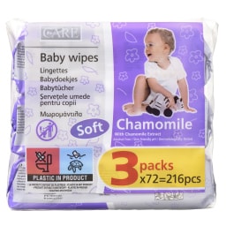 CARE | Μωρομάντηλα Χαμομήλι 3x72 Τεμάχια