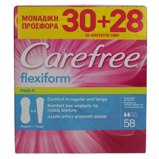 CAREFREE | ΣΕΡΒΙΕΤΑΚΙΑ FLEXI FRESH 58 ΤΕΜ ΕΙΔΙΚΗ ΤΙΜΗ 30 + 28 ΤΕΜΑΧΙΑ