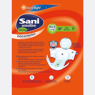 SANI | ΠΑΝΕΣ ΑΚΡΑΤΕΙΑΣ SENSITIVE LARGE No 3 12 ΤΕΜ