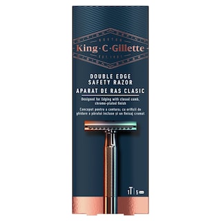 GILLETTE | KING C | Ξυριστική Μηχανή Ασφαλείας + 5 Ξυράφια Διπλής Ακμής 1 Τεμάχιο
