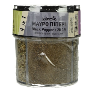 KOLLECTIVA | Αλατιέρα 4 Θέσεων με Αλάτι Πιπέρι Ρίγανη Θυμάρι 70g