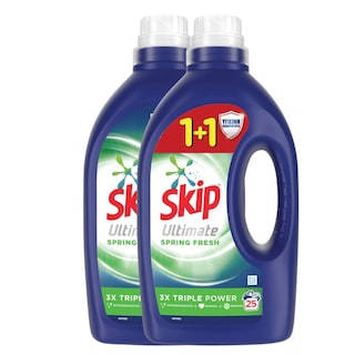 SKIP | Υγρό Πλυντηρίου Ρούχων Ultimate Spring Fresh 25 Μεζούρες 1+1 Δώρο