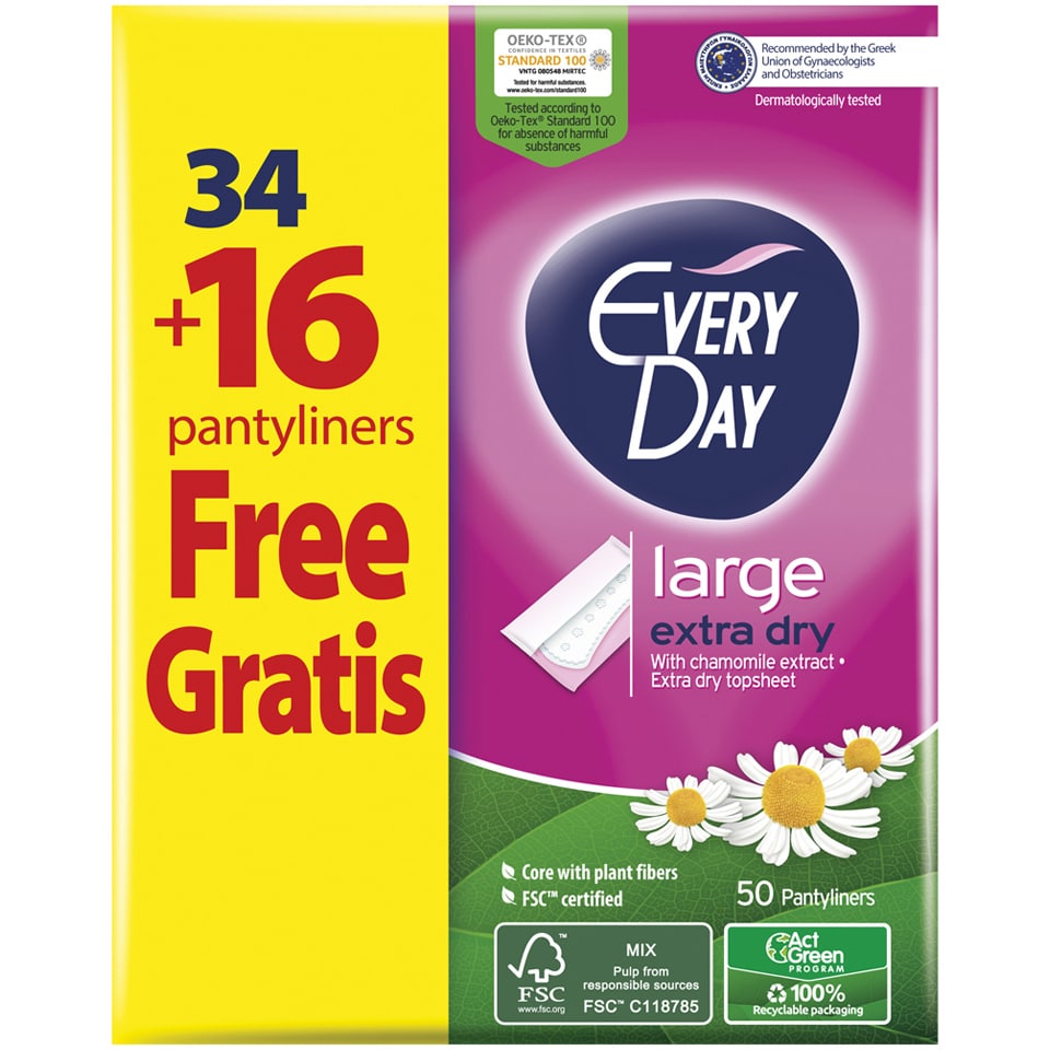 EVERY DAY Σερβιετάκια Large Extra Dry 34+16 Τεμάχια Δώρο