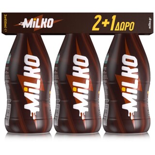 MILKO | Γάλα Σοκολατούχο Φιάλη 450ml 2+1 Δώρο