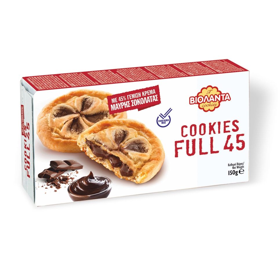 ΒΙΟΛΑΝΤΑ Μπισκότα Cookies Full 45 Μαύρη Σοκολάτα 150g