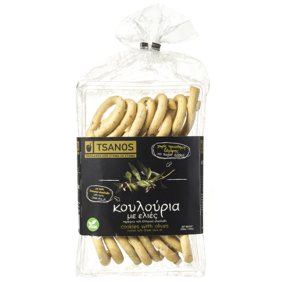 ΤΣΑΝΟΣ Κουλούρια Αλμυρά Ελιά Χωρίς Ζάχαρη 200g