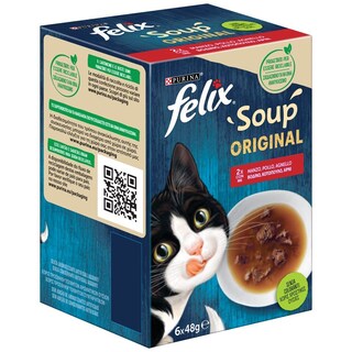 FELIX | Γατοτροφή Soup Original με Βοδινό Κοτόπουλο Αρνί 6x48g