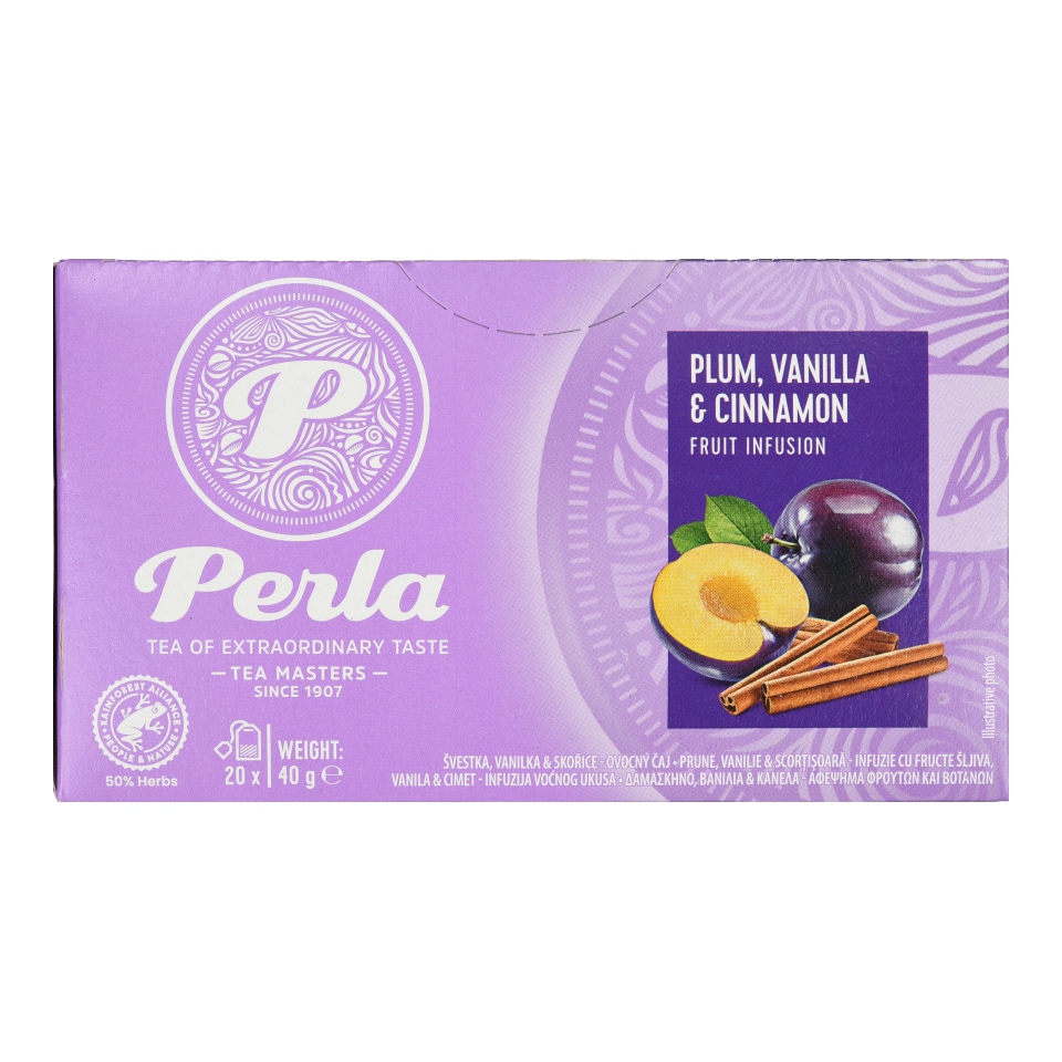 PERLA BEVERAGES Αφέψημα Βοτάνων Δαμάσκηνο Βανίλια Κανέλα 20x2g