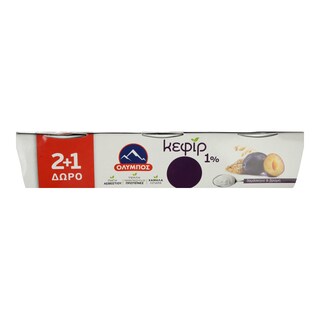 ΟΛΥΜΠΟΣ | Γιαούρτι Κεφίρ Δαμάσκηνο Βρώμη 3x150gr 2+1 Δώρο