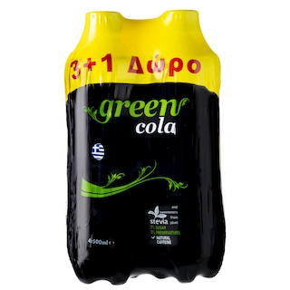 GREEN | GREEN COLA Αναψυκτικό Cola Στέβια Φιάλη 3+1FREE