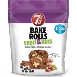 7DAYS | BAKE ROLLS | Παξιμαδάκια Καρύδι Σταφίδα Κανέλα 80g