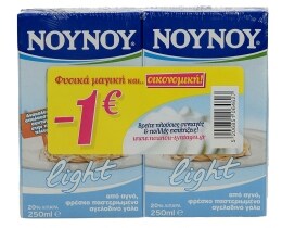 ΝΟΥΝΟΥ | ΚΡΕΜΑ ΓΑΛΑΚΤΟΣ LIGHT 2 X 250 ML ΠΡΟΣΦΟΡΑ 1 + 1 ΔΩΡΟ