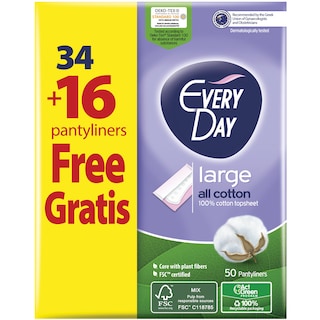 EVERY DAY | Σερβιετάκια Large All Cotton 34+16 Τεμάχια Δώρο