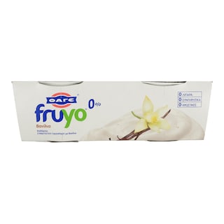 FRUYO | Επιδόρπιο Γιαουρτιού 0% Βανίλια 2 Χ 170 gr