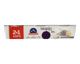 ΟΛΥΜΠΟΣ | Γιαούρτι Κεφίρ Δαμάσκηνο Βρώμη 3x150gr 2+1 Δώρο