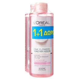 L'OREAL | Λοσιόν Καθαρισμού Προσώπου Fine Flowers Toner 400ml 1+1 Δώρο