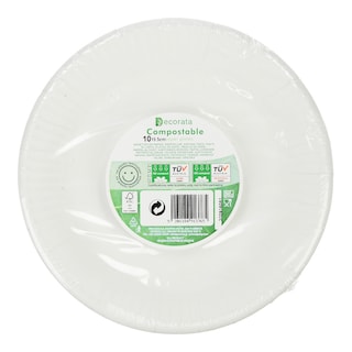 DECORATA | Πιάτα Χάρτινα 20cm Λευκά 10 Τεμάχια