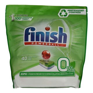 FINISH | ALL IN 1 | Ταμπλέτες Πλυντηρίου Πιάτων 0% 40 Τεμάχια