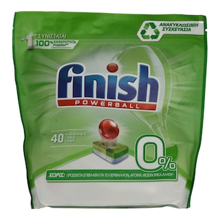 FINISH | ALL IN 1 | Ταμπλέτες Πλυντηρίου Πιάτων 0% 40 Τεμάχια