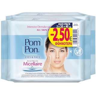 POM PON | ΜΑΝΤΗΛΑΚΙΑ ΚΑΘΑΡΙΣΜΟΥ MICELLAIRE 2 Χ 20 ΤΕΜ (2,50ΦΘΗΝ)