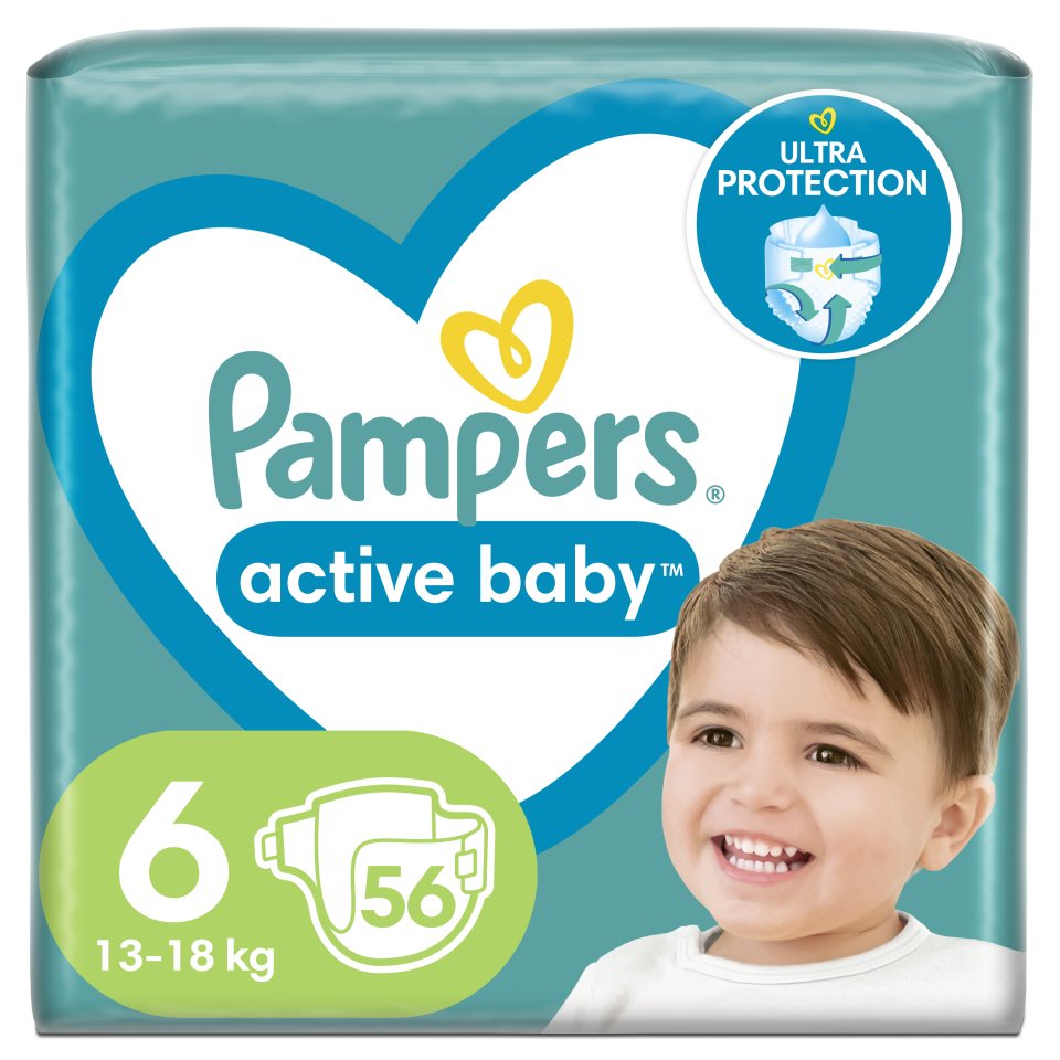 Πάνες Active Baby Giant Pack No 6 13-18 Kg 56 Τεμάχια