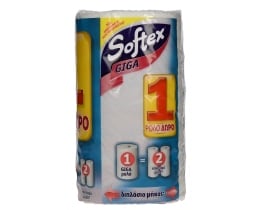 SOFTEX | ΧΑΡΤΙ ΚΟΥΖΙΝΑΣ ΛΕΥΚΟ GIGA 2 ΦΥΛΛΑ 3 ΤΕΜ ΠΡΟΣΦΟΡΑ 2 + 1 ΔΩΡΟ