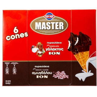 MASTER ION | Ice Cream Cones Milk Chocolate & Almond 6x45g