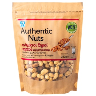 ΑΒ | Ανάμικτοι Ξηροί Καρποί Ρίγανη & Πιπέρι Ψημένοι & Αλατισμένοι 250gr