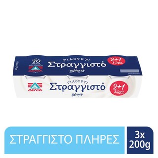ΔΕΛΤΑ | Γιαούρτι Στραγγιστό Πλήρες 3x200g 2+1 Δώρο