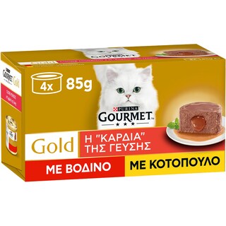 GOURMET | Γατοτροφή Μους Βοδινό & Κοτόπουλο 4X85 gr