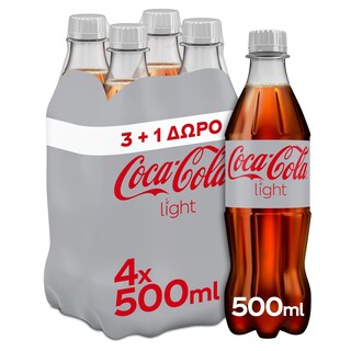 COCA COLA | Αναψυκτικό Light Φιάλη 3+1 Τεμάχιο Δώρο 4X500 ml