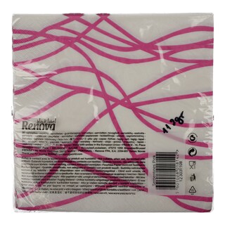RENOVA | Χαρτοπετσέτες Black Label 33x33cm Serpentines Pink 20 Τεμάχια