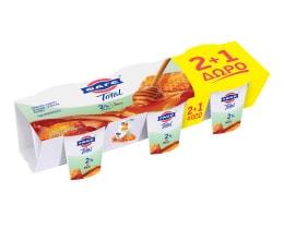 TOTAL | Γιαούρτι Στραγγιστό 2% με Μέλι 3x150g 2+1 Δώρο