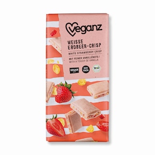 VEGANZ | Λευκή Σοκολάτα Bio Φράουλα & Corn Flakes 80g