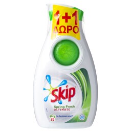 SKIP | Υγρό Πλυντηρίου Ρούχων Ultimate Spring Fresh 26 Μεζούρες 1+1 Δώρο