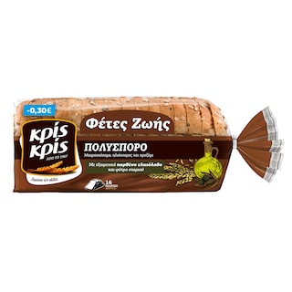 ΚΡΙΣ ΚΡΙΣ | Ψωμί Τόστ Φέτες Ζωής Πολύσπορο 500g Έκπτωση 0.30Ε