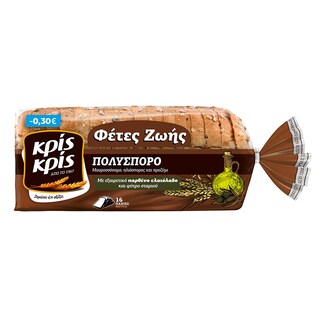 ΚΡΙΣ ΚΡΙΣ | Ψωμί Τόστ Φέτες Ζωής Πολύσπορο 500g Έκπτωση 0.30Ε