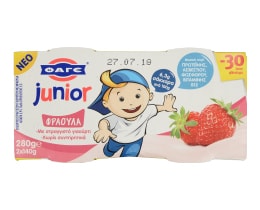 JUNIOR | ΠΑΙΔΙΚO ΓΙΑΟΥΡΤΙ ΜΕ ΓΕΥΣΗ ΦΡΑΟΥΛΑ 2 X 140 GR