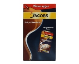 JACOBS | ΣΤΙΓΜΙΑΙΟΣ ΚΑΦΕΣ CAPPUCCINO ΧΩΡΙΣ ΖΑΧAΡΗ ΣΕ ΦΑΚΕΛΑΚΙΑ 10 Χ 14,4 GR