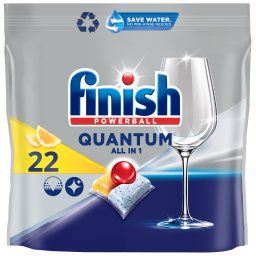 FINISH | Κάψουλες Πλυντηρίου Πιάτων Quantum All in 1 Λεμόνι 22 Tεμάχια