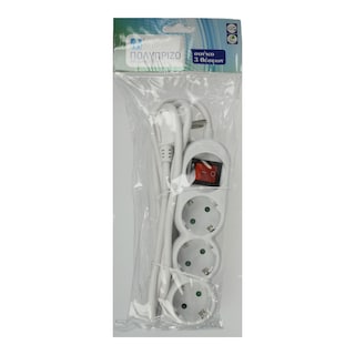 ΑΒ | Πολύπριζο Σούκο 3 Θέσεων & Διακόπτης 1 Τεμάχιο