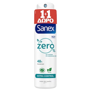 SANEX | Αποσμητικό Spray Zero% Extra Control 150ml 1+1 Δώρο