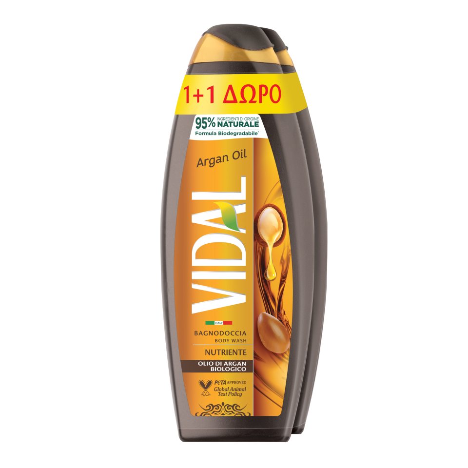 VIDAL Αφρόλουτρο Argan Oil 750ml 1+1 Δώρο