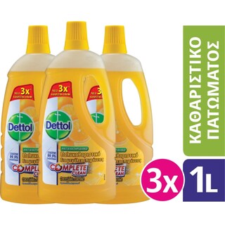 DETTOL | Υγρό Γενικού Καθαρισμού Φρεσκάδα Λεμόνι Αποκλειστικά Online 3x1lt