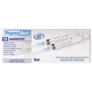 PHARMADOCT | Σύριγγες Αποστειρωμένες 5ml 10 Τεμάχια