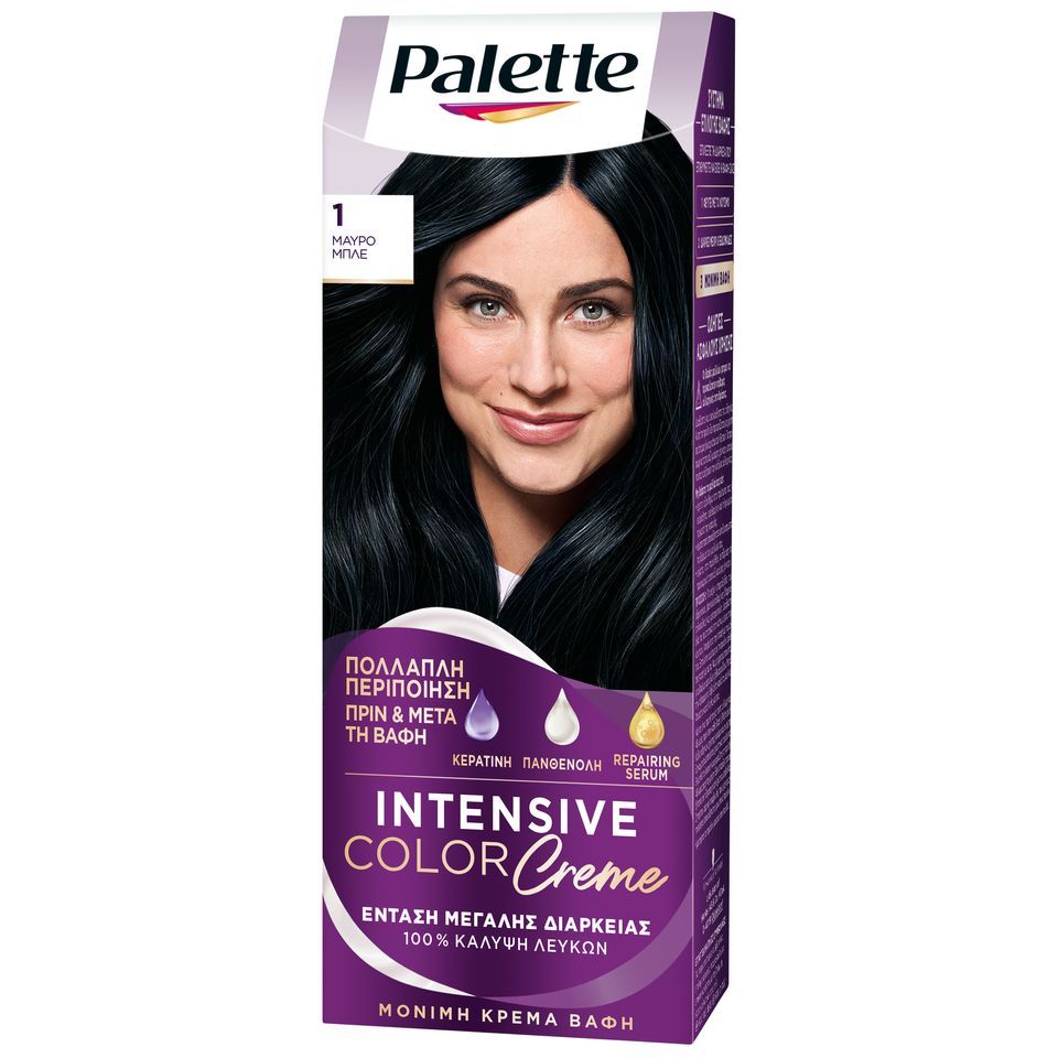 PALETTE Βαφή Μαλλιών Intensive Color 1 Μαύρο Μπλε 1 Τεμάχιο